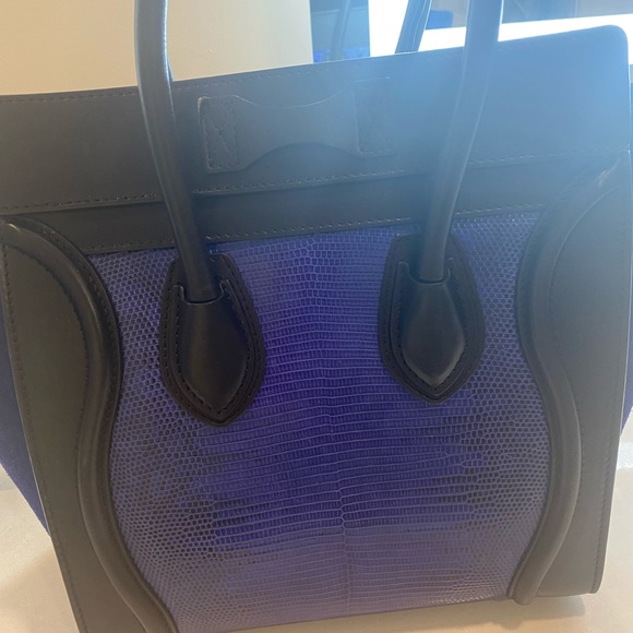 Celine Luggage Micro Blue Indigo Lizard - Picture 9 of 11